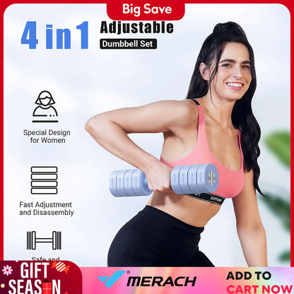 MERACH Adjustable Dumbbell Set of 2, 4 in 1 Hand Weights for Women at Home,