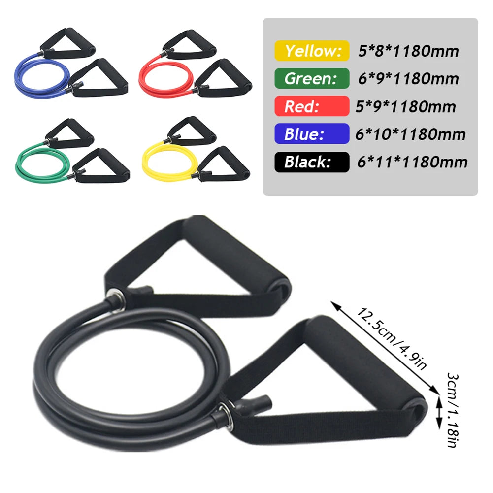 5 Levels Resistance Hot Yoga Pull Rope Bands Handles Elastic Sports Bodybuild