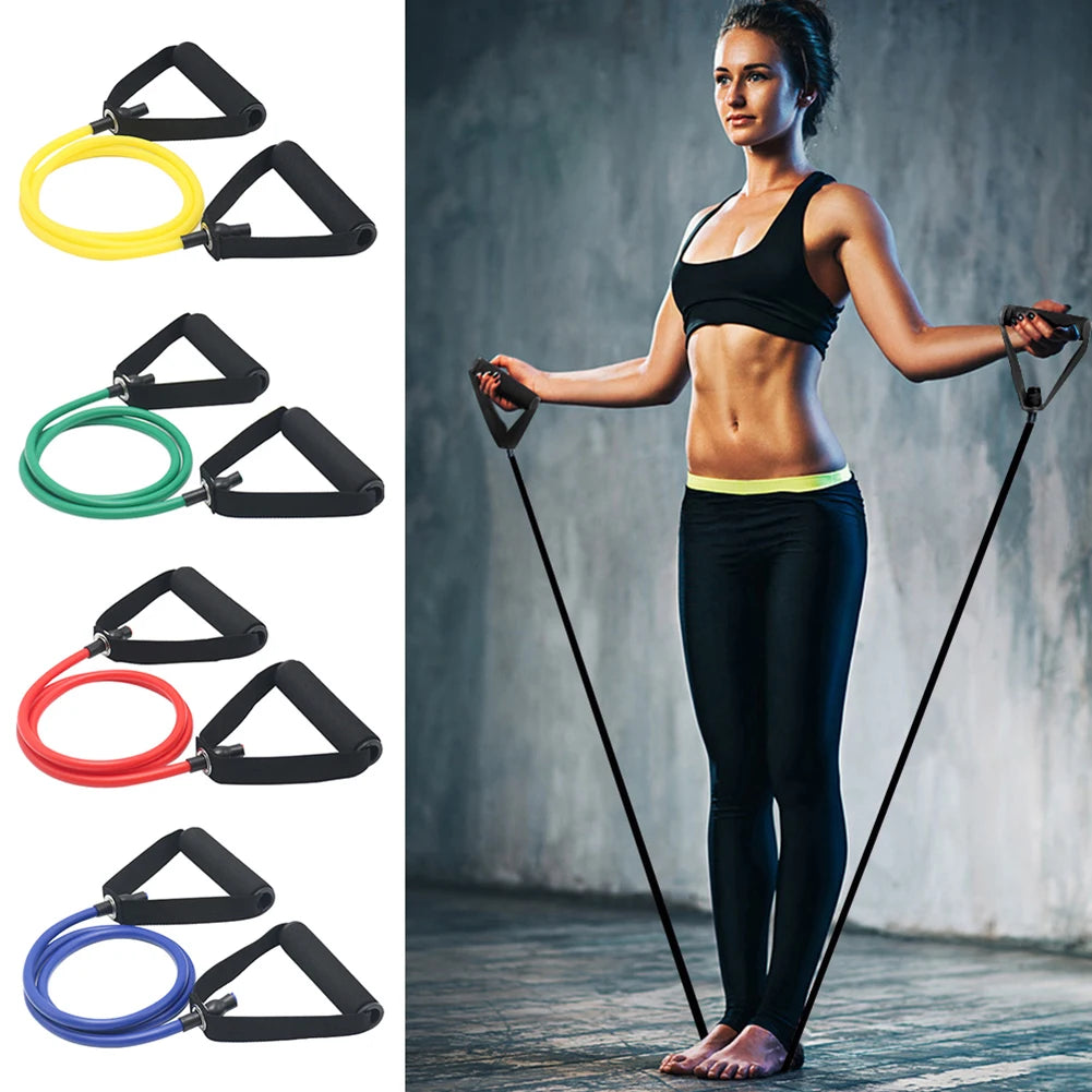 5 Levels Resistance Hot Yoga Pull Rope Bands Handles Elastic Sports Bodybuild