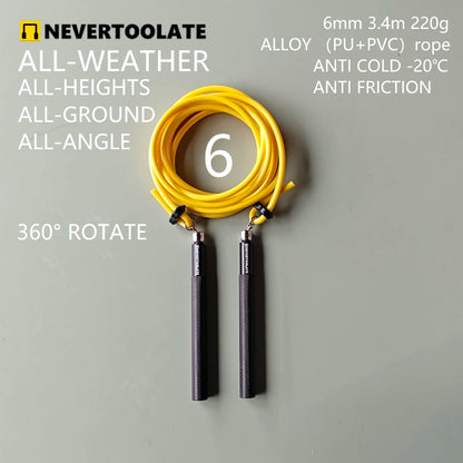 NEVERTOOLATE 360 free rotate ball bearing metal handle EASY CHANGE ROPE