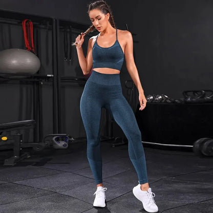 2 Pieces Women's Tracksuit Seamless Yoga Set Workout Sportswear Gym